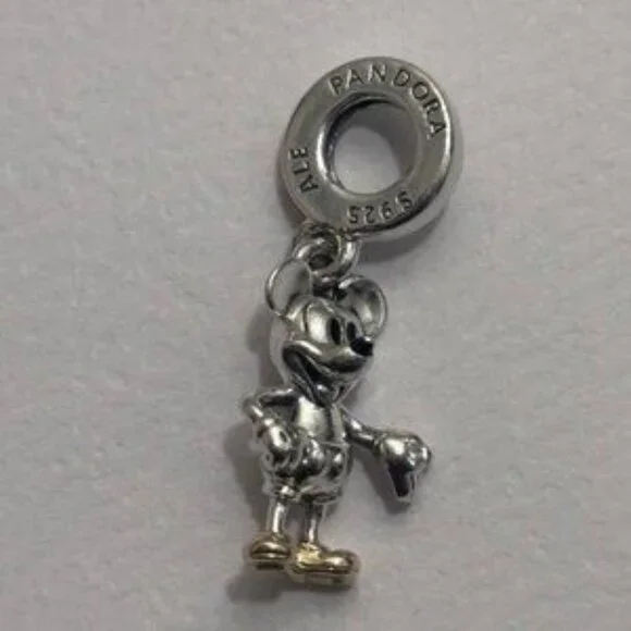 Authentic Disney 100th Anniversary Mickey Mouse Lab-Grown Diamond Dangle Charm - Picture 4 of 4
